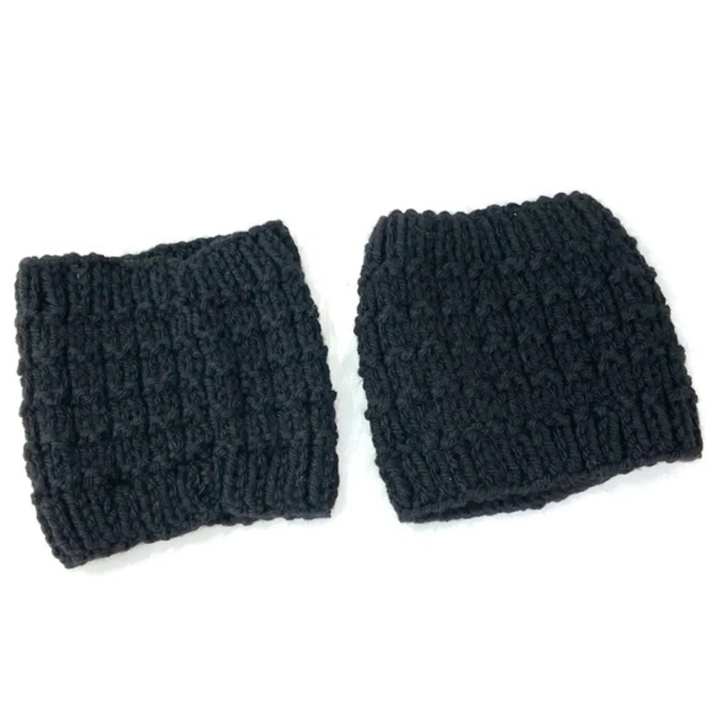 Black Handmade Boot‎ Cuffs Crochet Knit